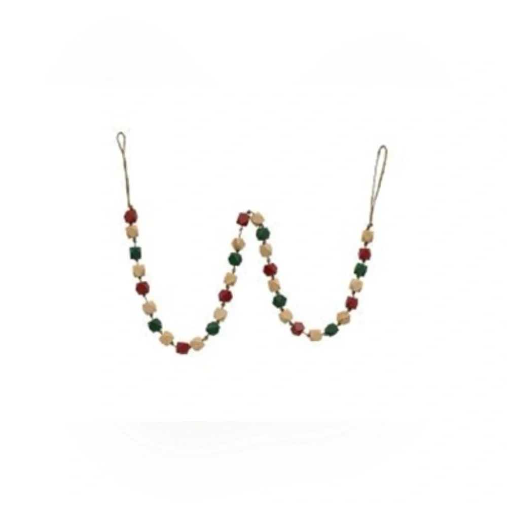 *Holiday Geometric Wood Beaded Garland 40”